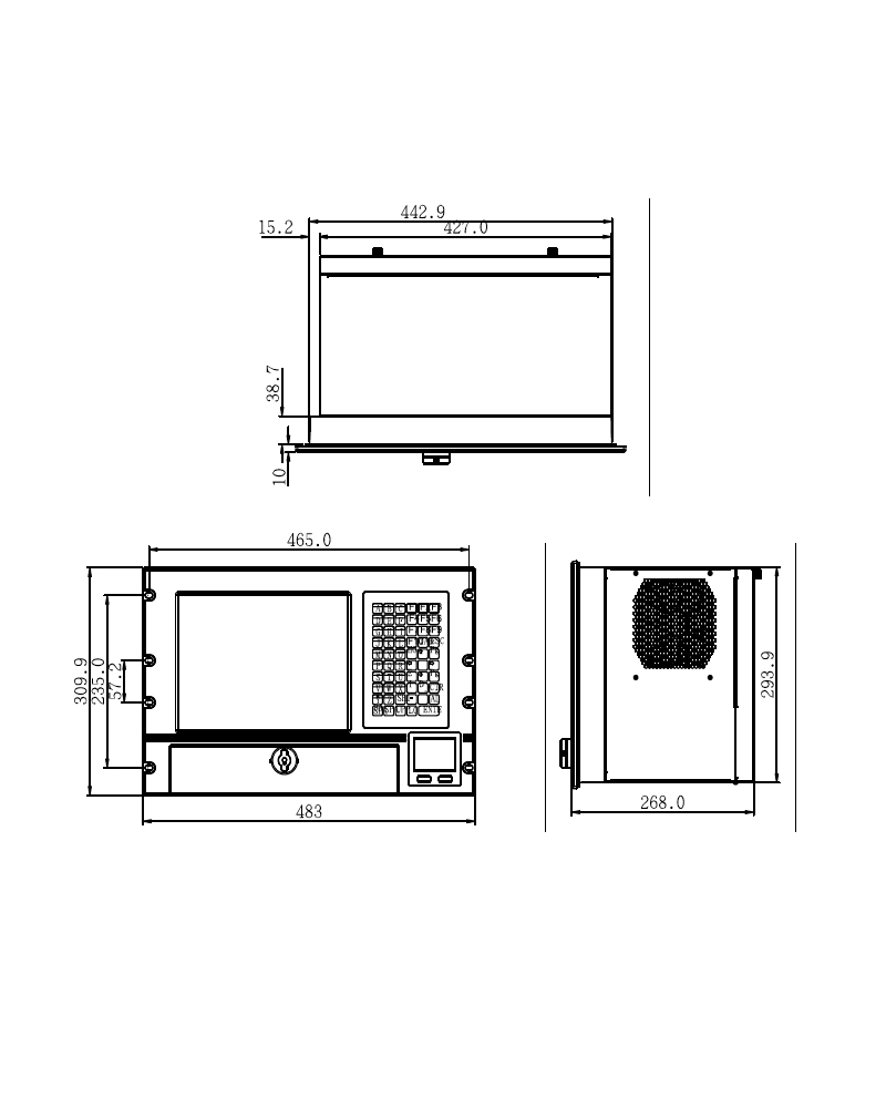 LCD Workstation LW 6120 12.1" 1024 x 768 LED backlight LCD screen, resistive type touch screen, 10 slot All-in-One industrial rackmount LCD workstation