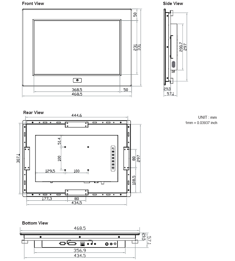 17.1 inch 1920 x 1200 high resolution panel mount monitor